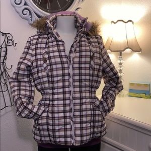 Krush purple and cream winter coat XL